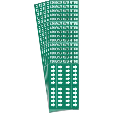 Brady CONDENSER WATER RETURN Pipe Marker Sty 3C Arrows WT on GN 3 per Card, 5 PK 106078-PK